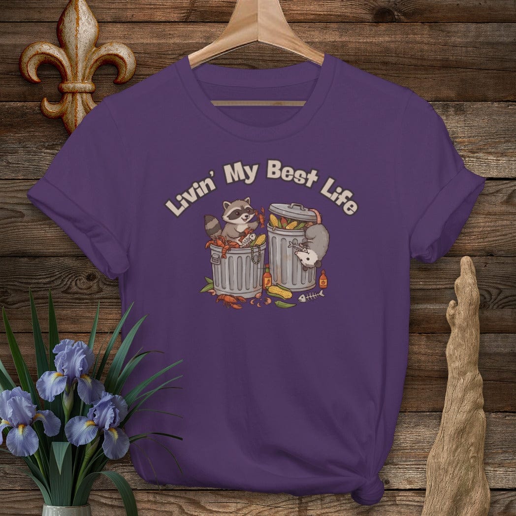 S / Purple Louisiana Living My Best Life T-Shirt by Laissez Faire Wear