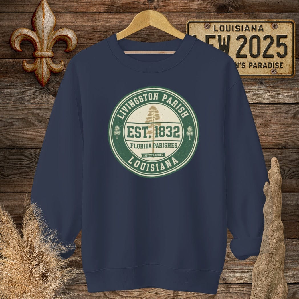 S / Navy Louisiana Livingston Parish Sweatshirt by Laissez Faire Wear