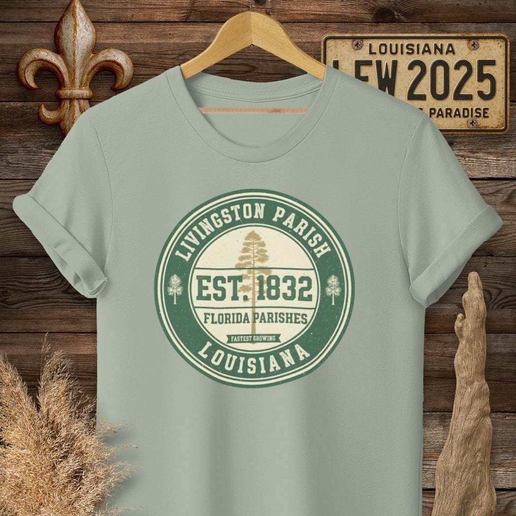 S / Sage Louisiana Livingston Parish T-Shirt by Laissez Faire Wear