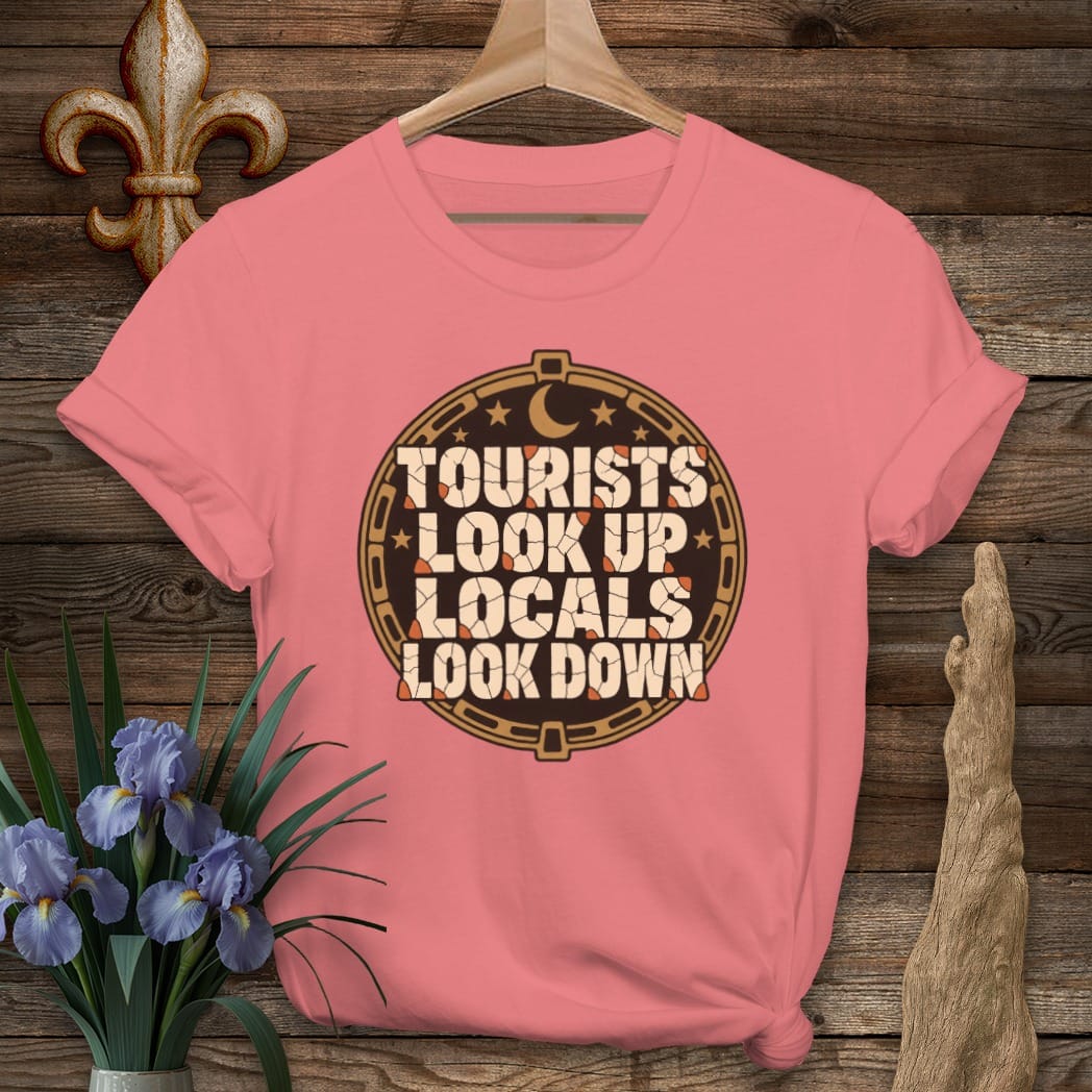 S / Coral Silk Louisiana Locals Look Down T-Shirt by Laissez Faire Wear