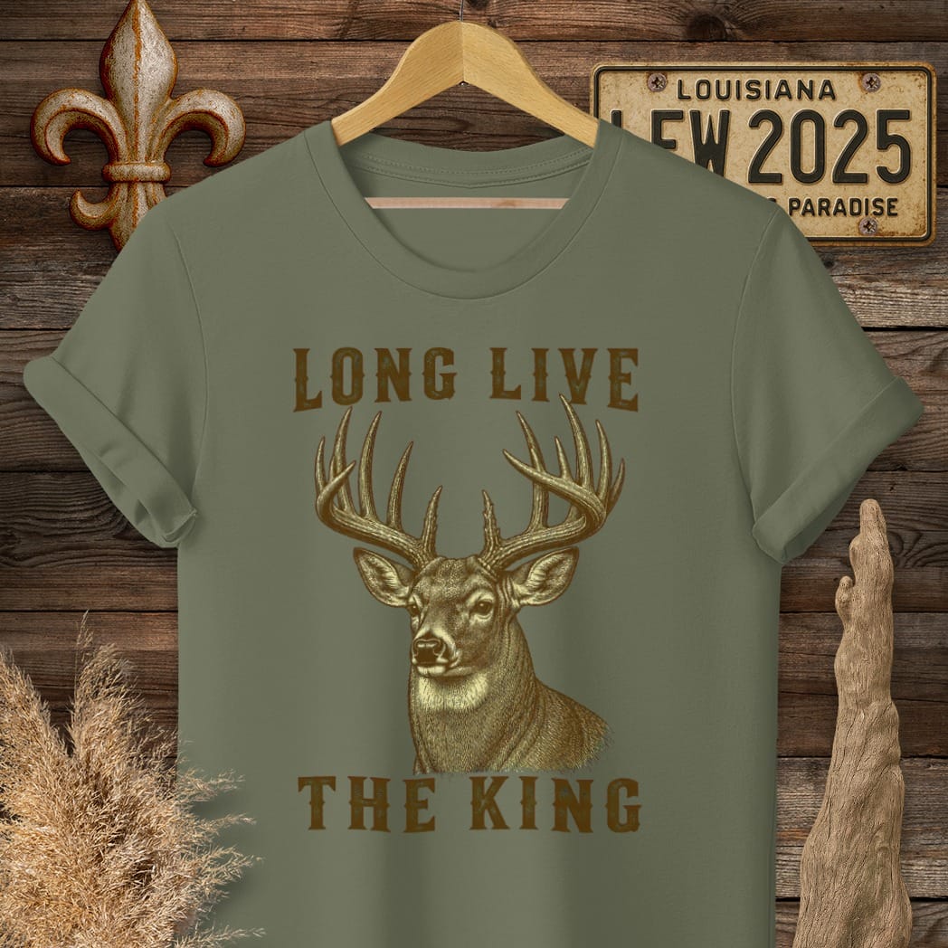 S / Military Green Louisiana Long Live The King T-Shirt by Laissez Faire Wear