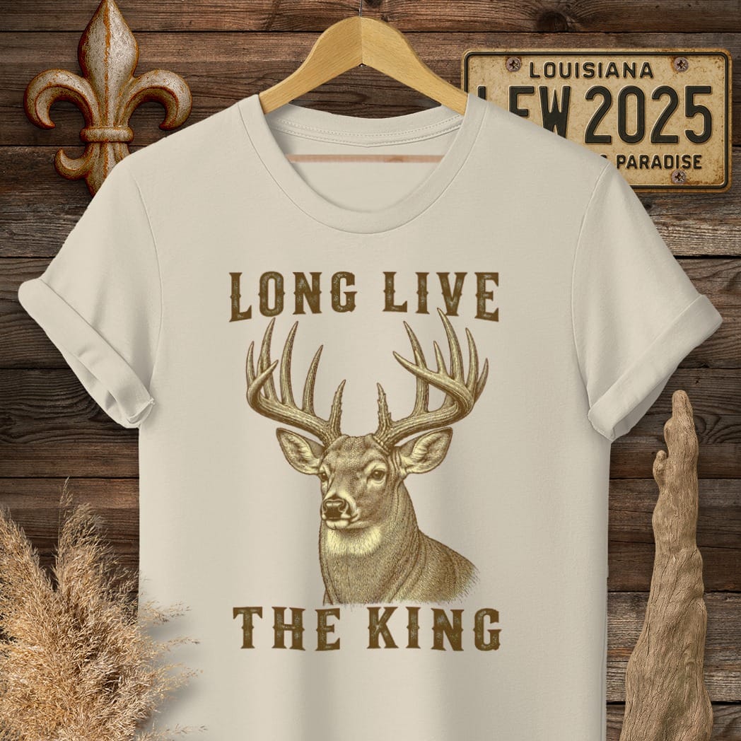 S / Sand Louisiana Long Live The King T-Shirt by Laissez Faire Wear