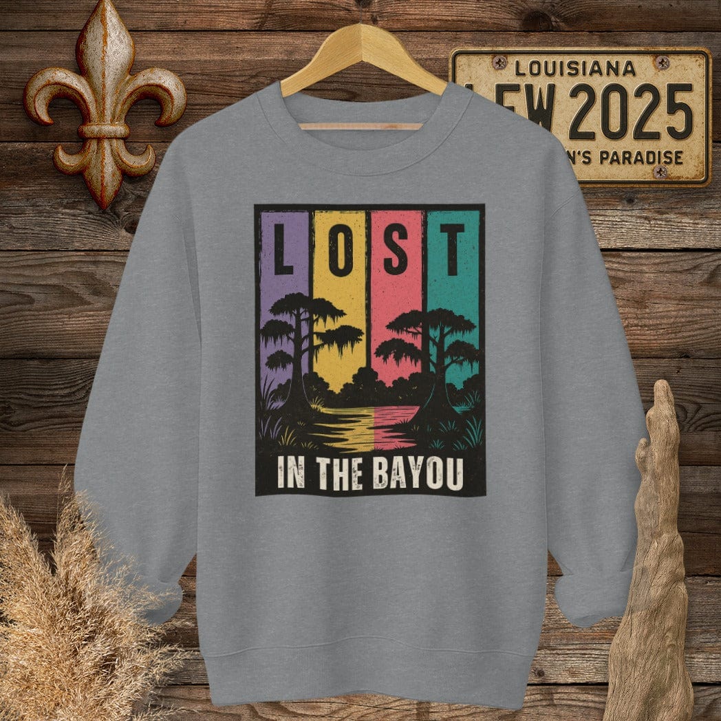 S / Graphite Heather Louisiana Lost in the Bayou Sweatshirt by Laissez Faire Wear