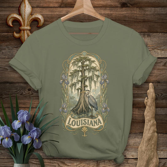 S / Military Green Louisiana Louisiana Bayou T-Shirt by Laissez Faire Wear