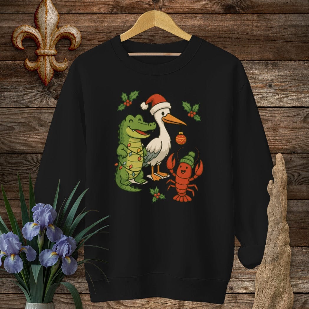 S / Black Louisiana Louisiana Christmas Pals Sweatshirt by Laissez Faire Wear
