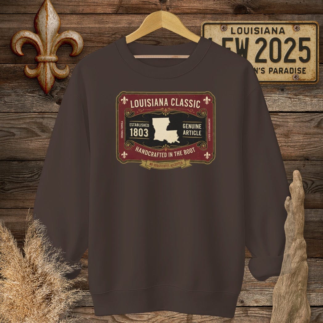 S / Dark Chocolate Louisiana Louisiana Classic Sweatshirt by Laissez Faire Wear