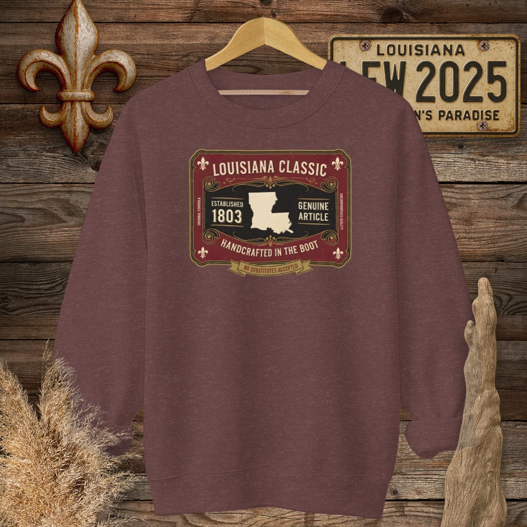 S / Heather Sport Dark Maroon Louisiana Louisiana Classic Sweatshirt by Laissez Faire Wear