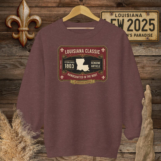 S / Heather Sport Dark Maroon Louisiana Louisiana Classic Sweatshirt by Laissez Faire Wear