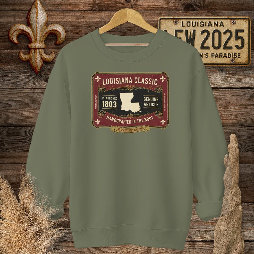 S / Military Green Louisiana Louisiana Classic Sweatshirt by Laissez Faire Wear