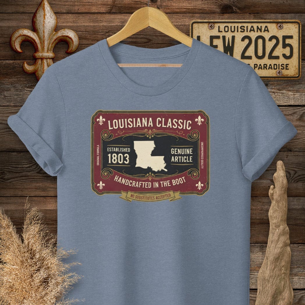 S / Heather Indigo Louisiana Louisiana Classic T-Shirt by Laissez Faire Wear