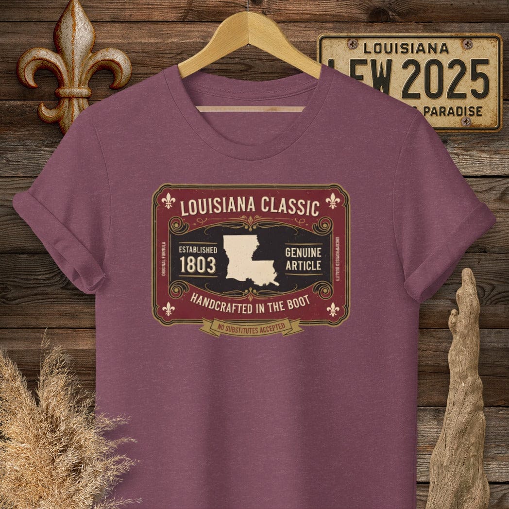 S / Heather Maroon Louisiana Louisiana Classic T-Shirt by Laissez Faire Wear