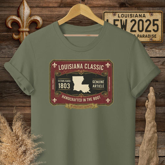 S / Military Green Louisiana Louisiana Classic T-Shirt by Laissez Faire Wear