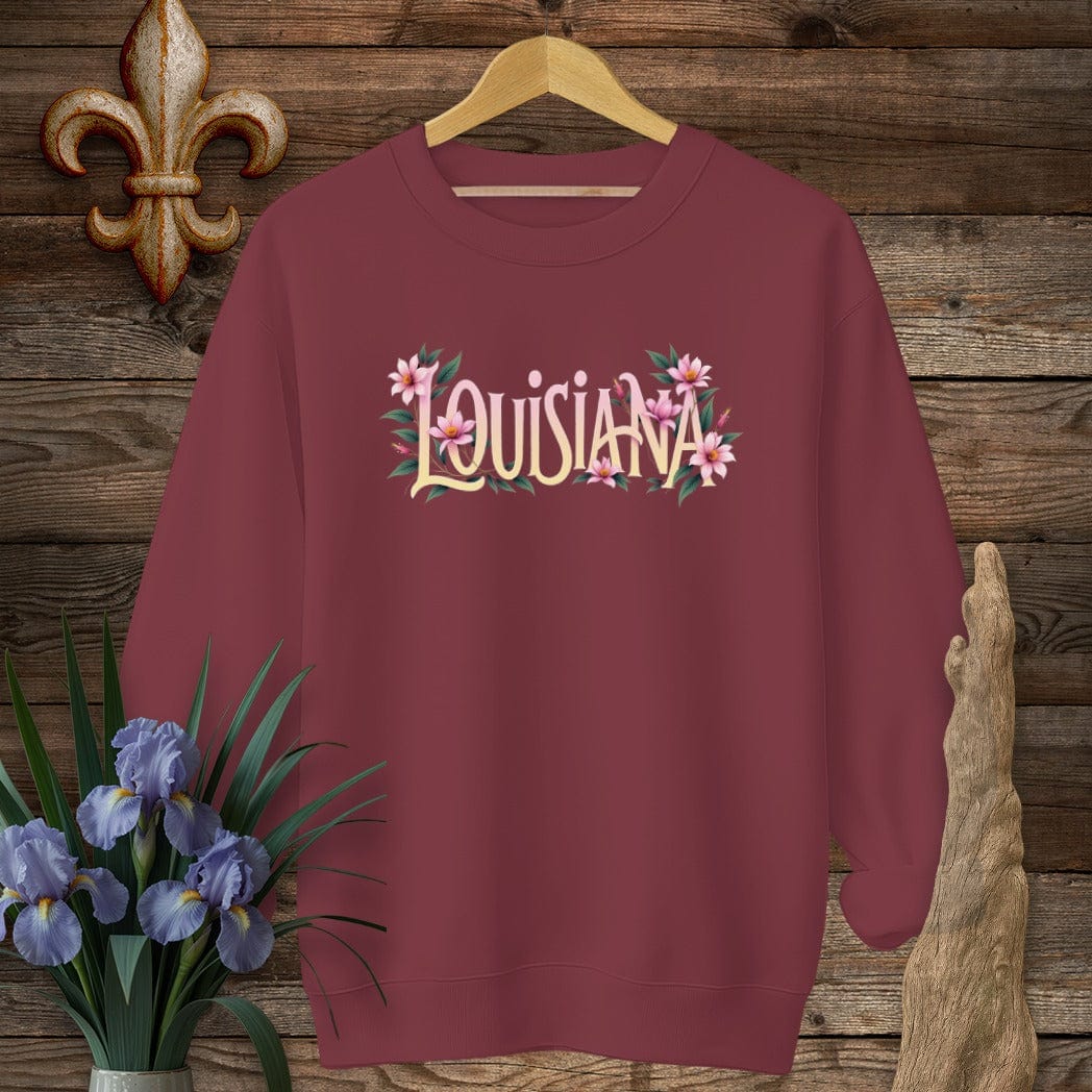 S / Garnet Louisiana Louisiana Floral State Pride Sweatshirt by Laissez Faire Wear