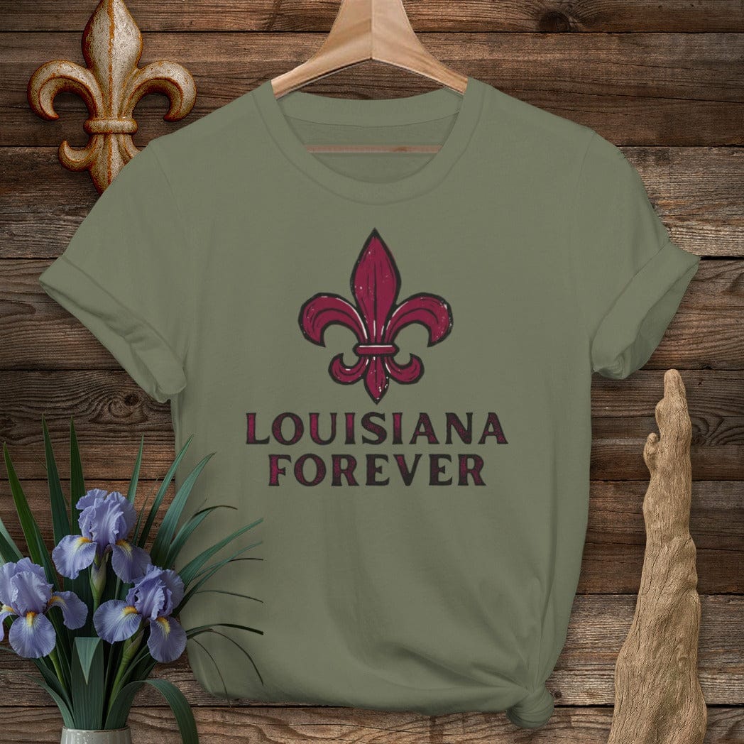 S / Military Green Louisiana Louisiana Forever T-Shirt by Laissez Faire Wear