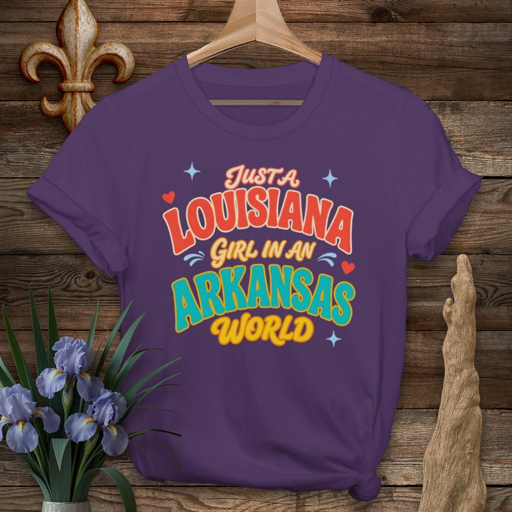 S / Purple Louisiana Louisiana Girl in Arkansas T-Shirt by Laissez Faire Wear