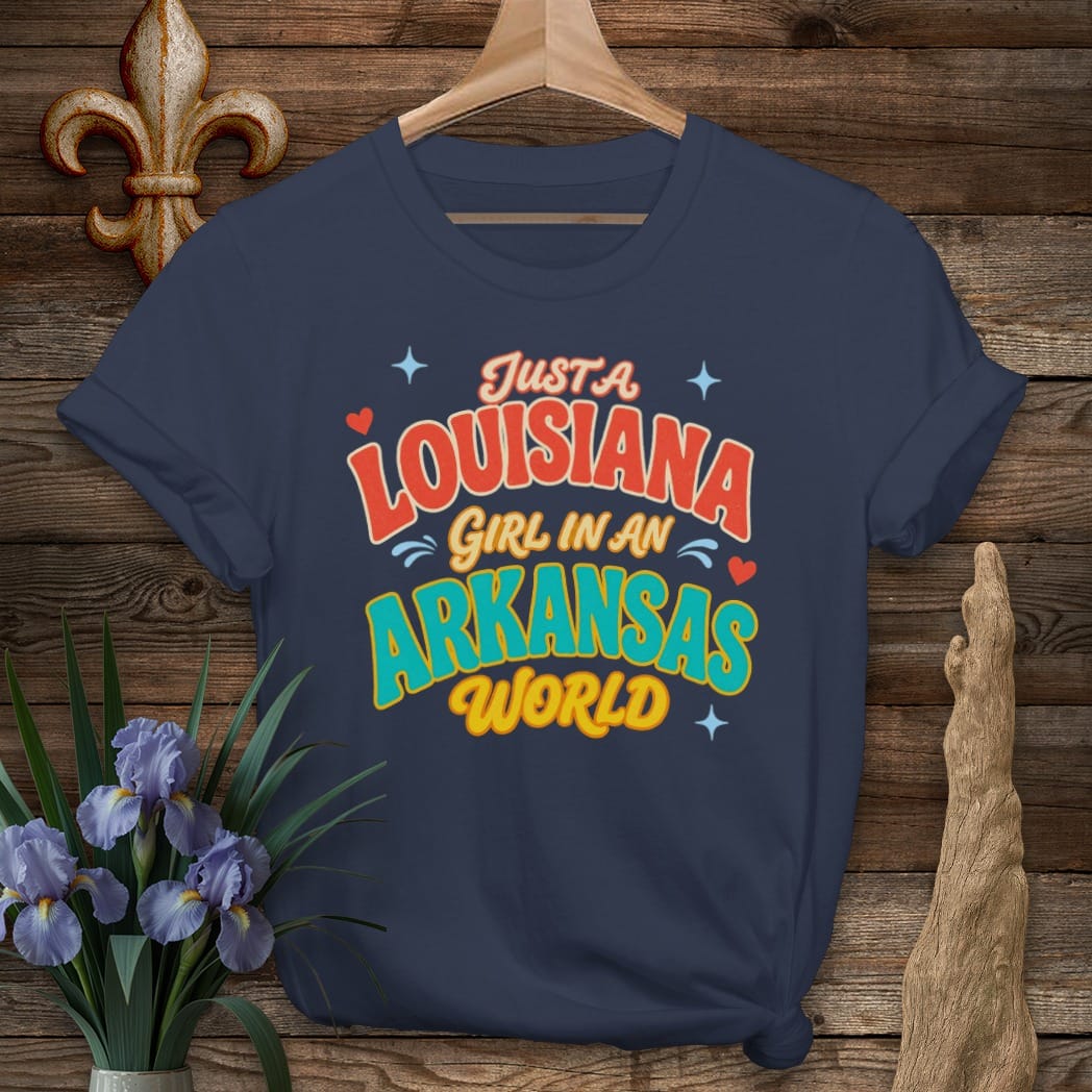 S / Navy Louisiana Louisiana Girl in Arkansas T-Shirt by Laissez Faire Wear
