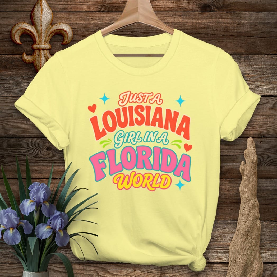 S / Cornsilk Louisiana Louisiana Girl in Florida T-Shirt by Laissez Faire Wear
