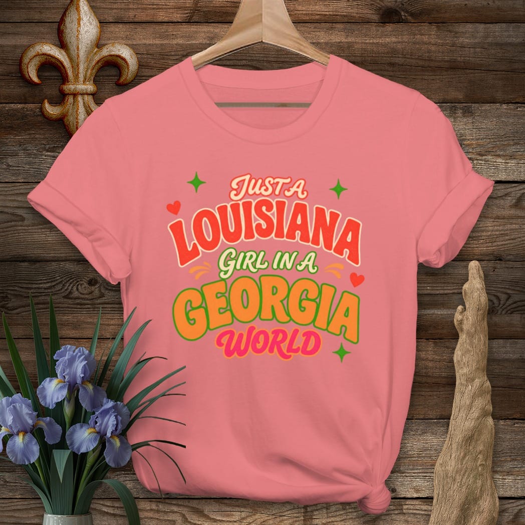 S / Coral Silk Louisiana Louisiana Girl in Georgia T-Shirt by Laissez Faire Wear
