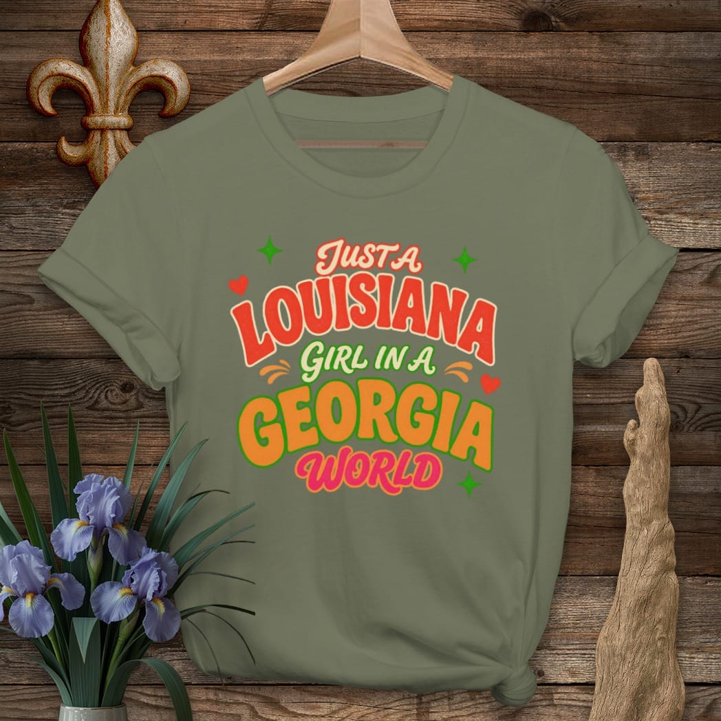 S / Military Green Louisiana Louisiana Girl in Georgia T-Shirt by Laissez Faire Wear