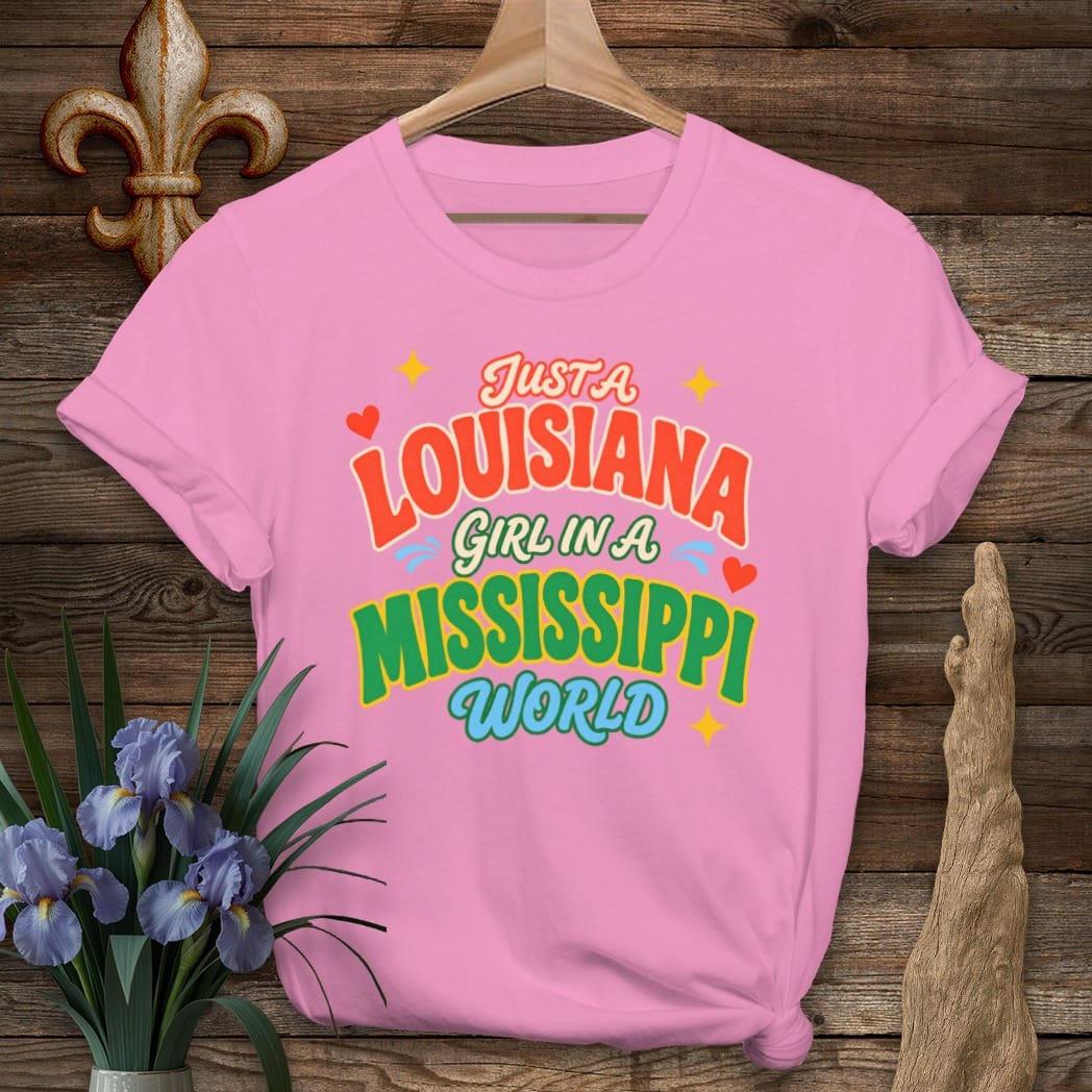 S / Azalea Louisiana Louisiana Girl in Mississippi T-Shirt by Laissez Faire Wear