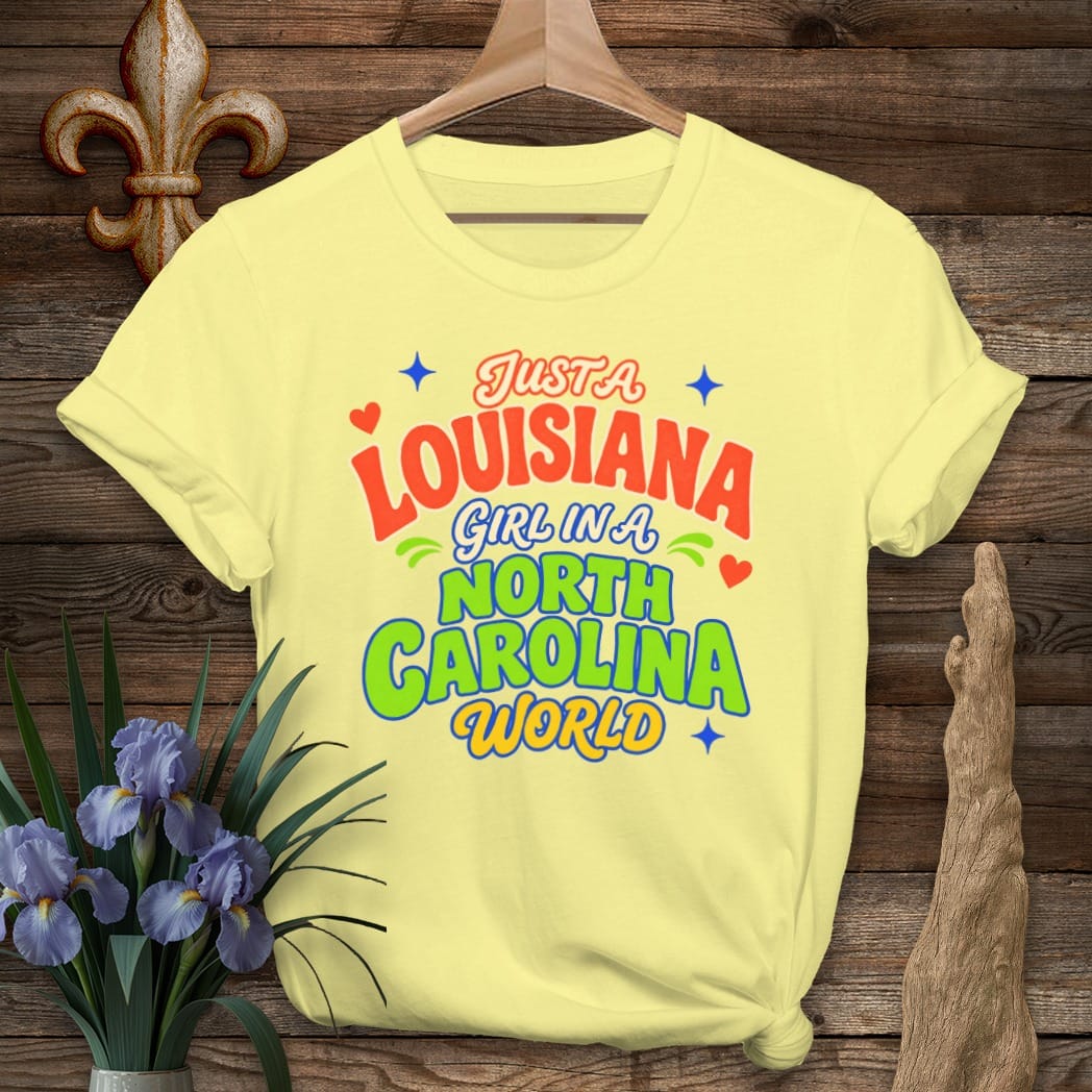 S / Cornsilk Louisiana Louisiana Girl in North Carolina T-Shirt by Laissez Faire Wear