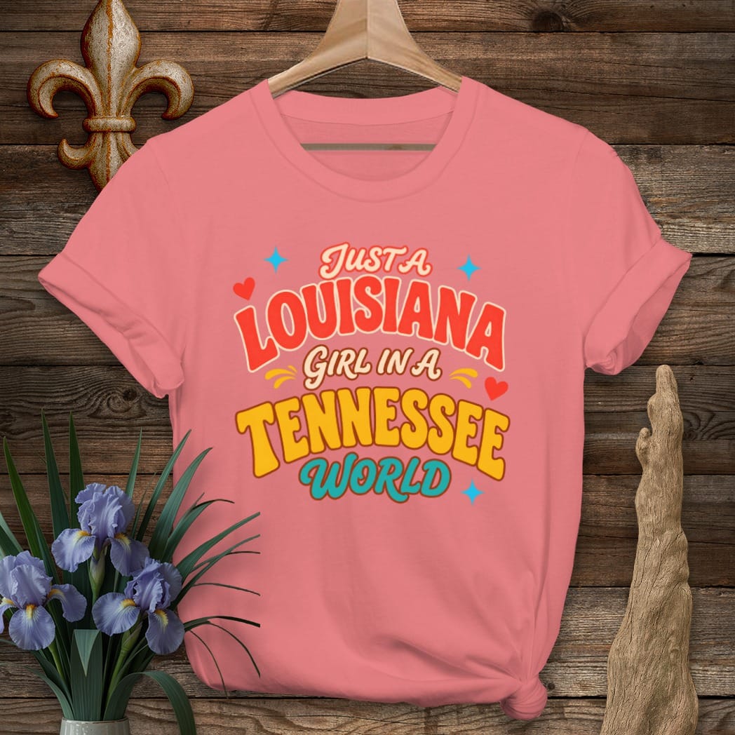 S / Coral Silk Louisiana Louisiana Girl in Tennessee T-Shirt by Laissez Faire Wear