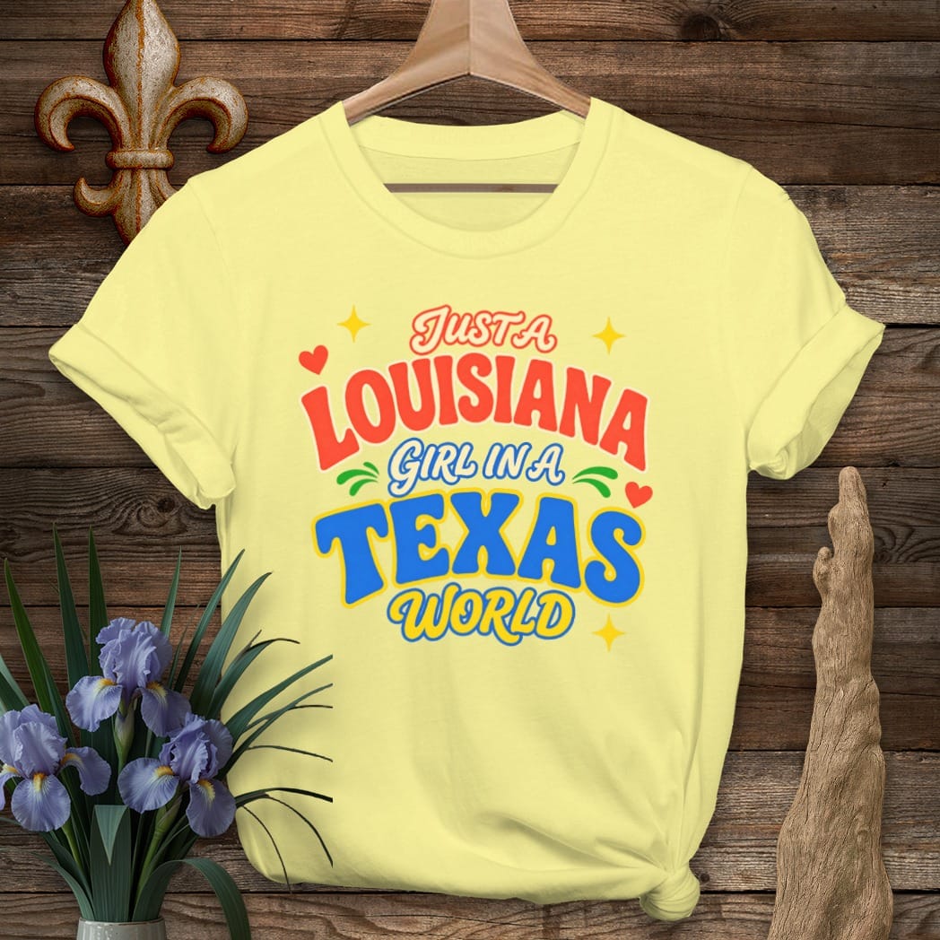 S / Cornsilk Louisiana Louisiana Girl in Texas T-Shirt by Laissez Faire Wear
