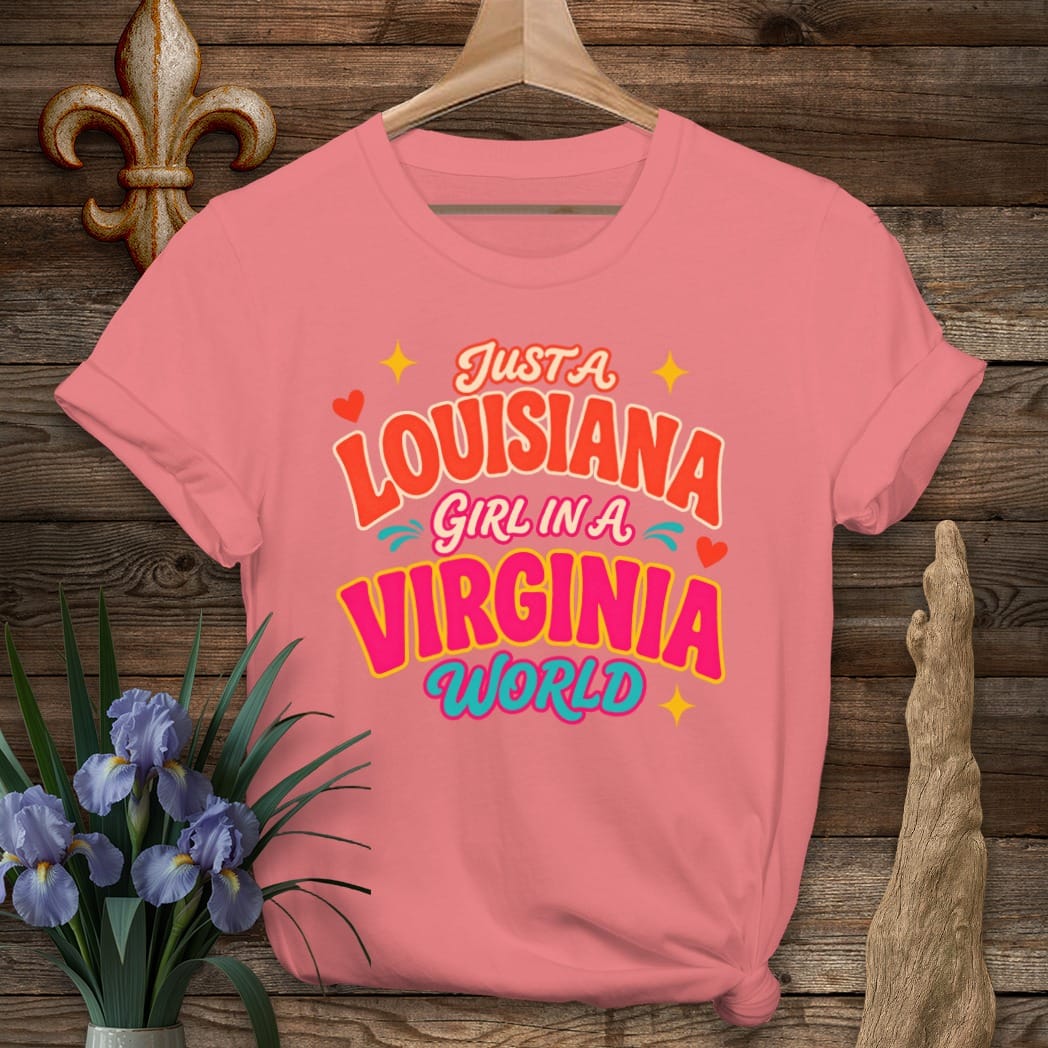 S / Coral Silk Louisiana Louisiana Girl in Virginia T-Shirt by Laissez Faire Wear