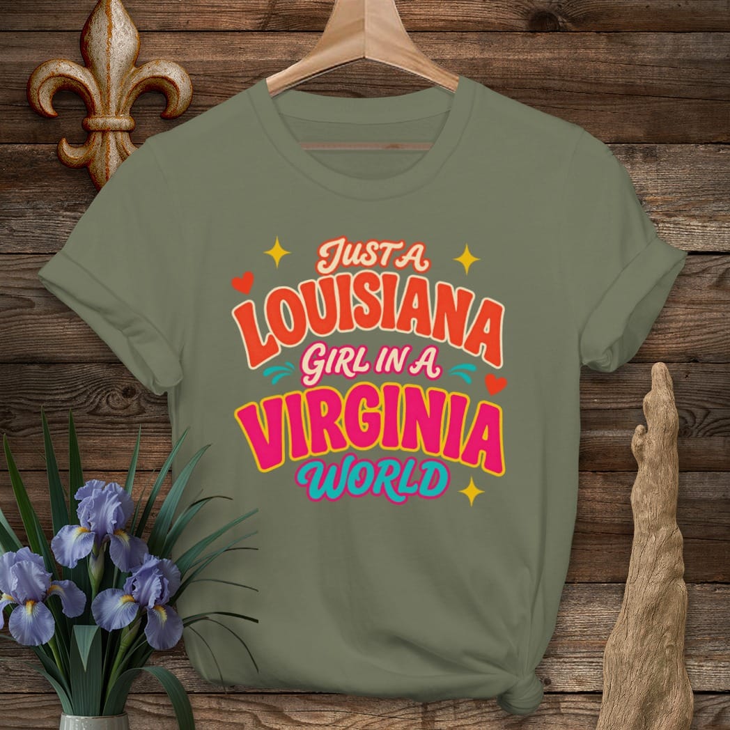 S / Military Green Louisiana Louisiana Girl in Virginia T-Shirt by Laissez Faire Wear