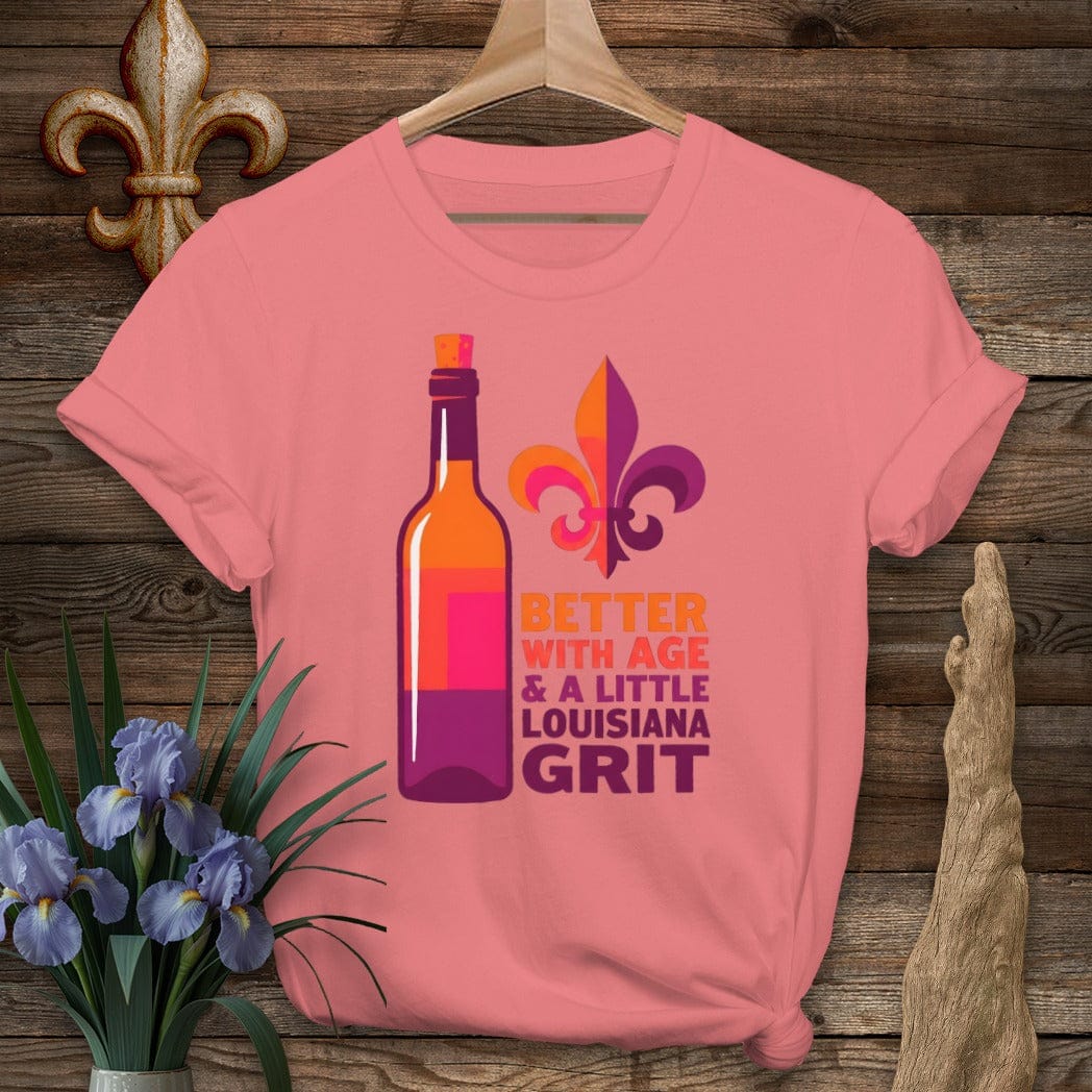 S / Coral Silk Louisiana Louisiana Grit & Wine T-Shirt by Laissez Faire Wear