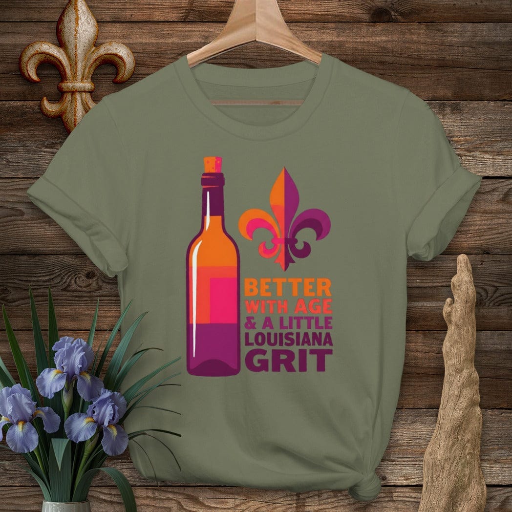 S / Military Green Louisiana Louisiana Grit & Wine T-Shirt by Laissez Faire Wear