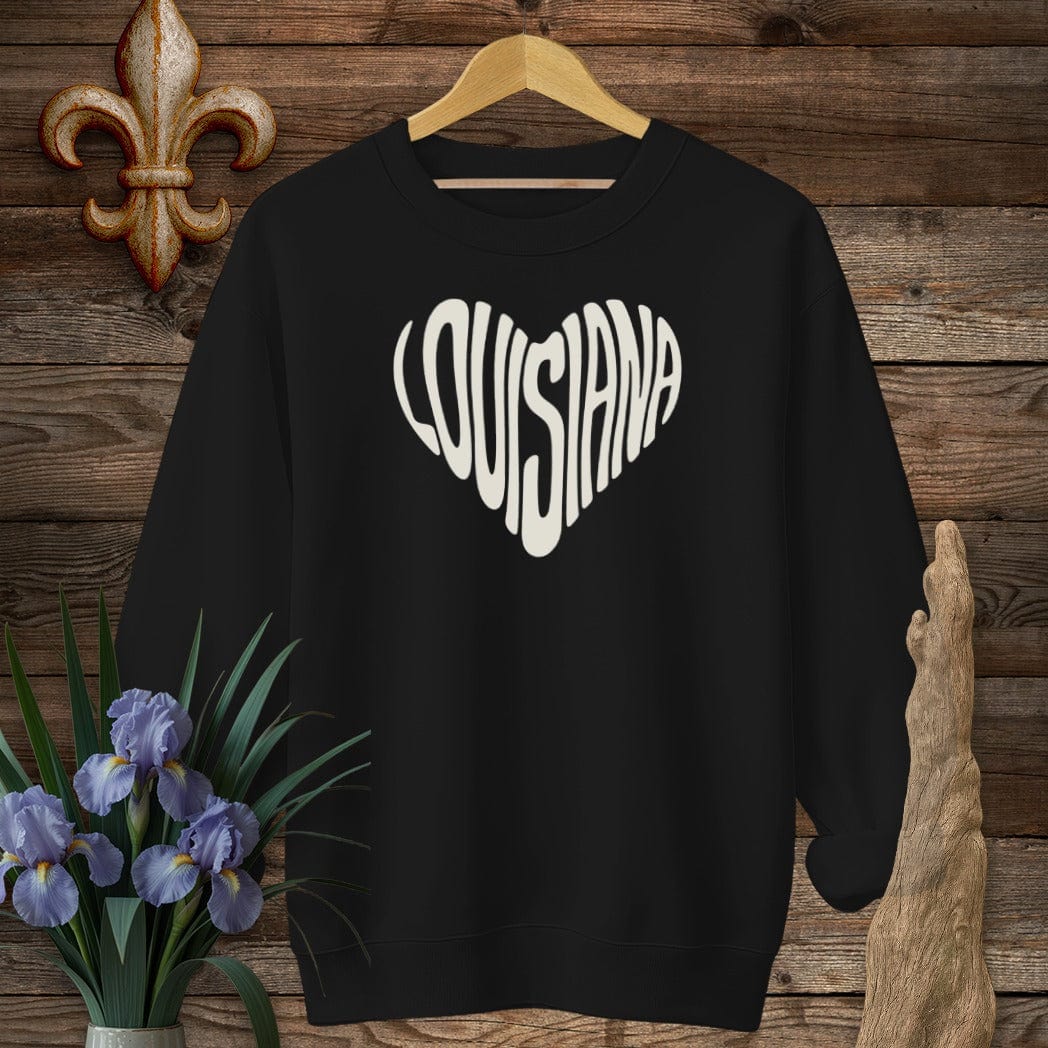 S / Black Louisiana Louisiana Heart Sweatshirt by Laissez Faire Wear