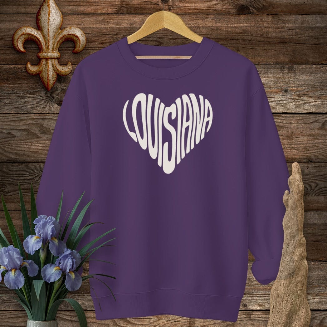 S / Purple Louisiana Louisiana Heart Sweatshirt by Laissez Faire Wear
