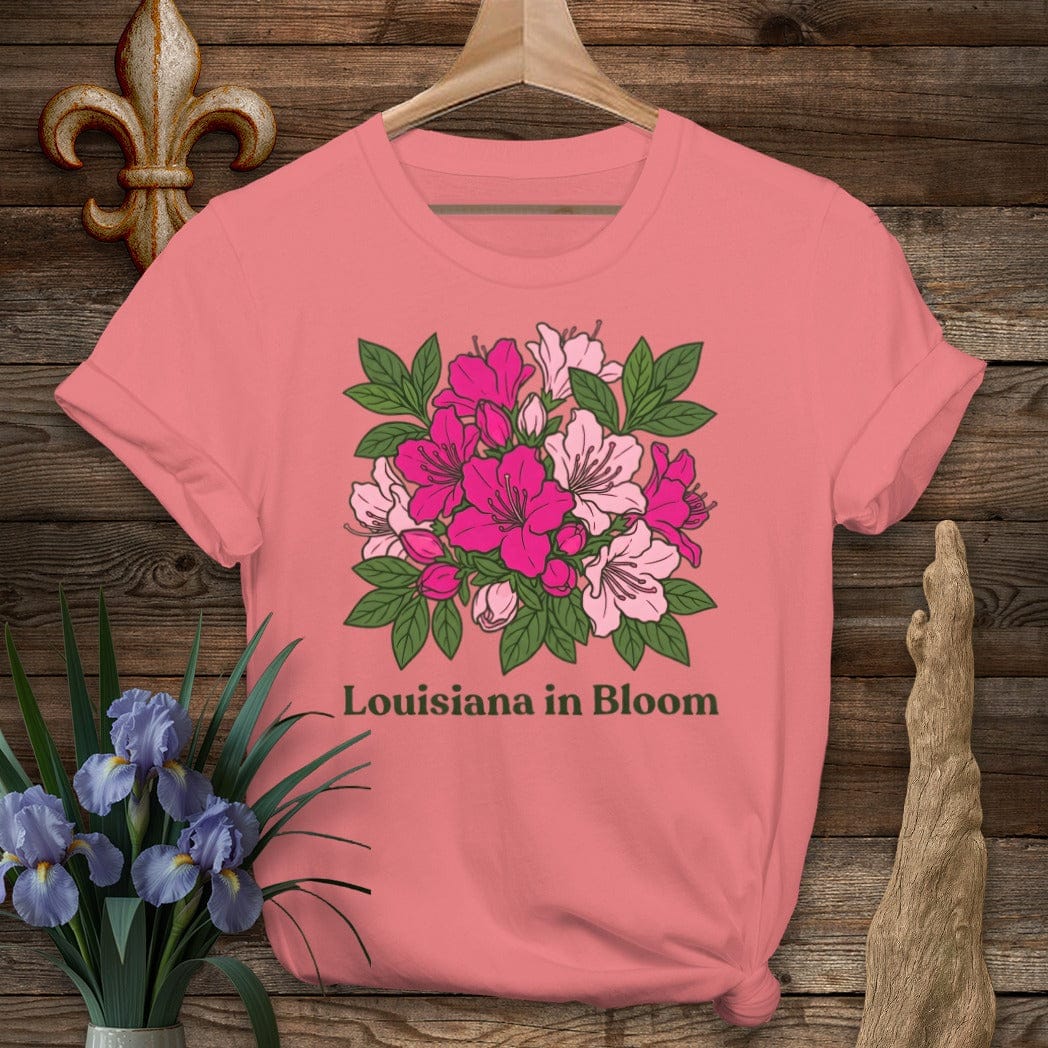 S / Coral Silk Louisiana Louisiana in Bloom Floral T-Shirt by Laissez Faire Wear