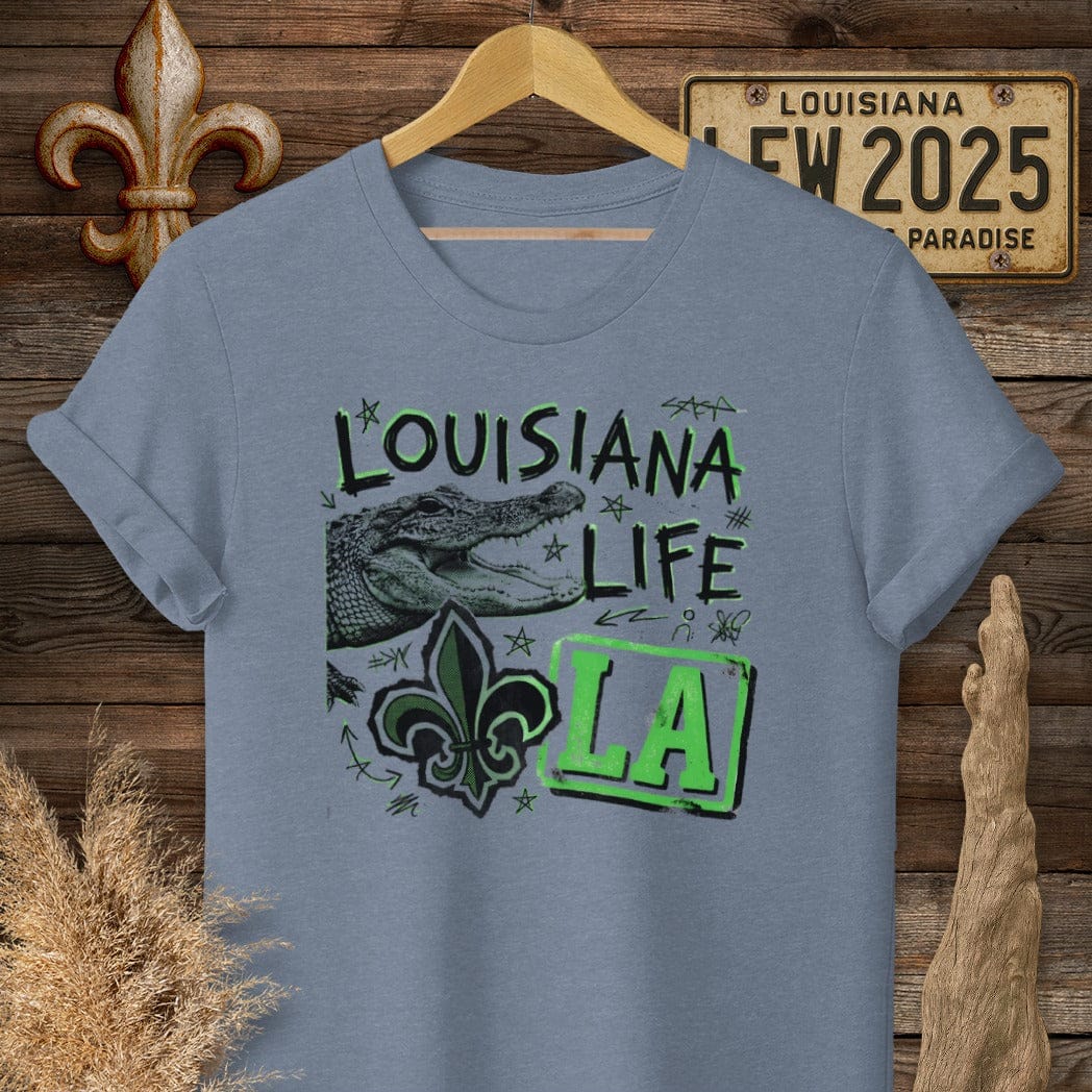 S / Heather Indigo Louisiana Louisiana Life T-Shirt by Laissez Faire Wear