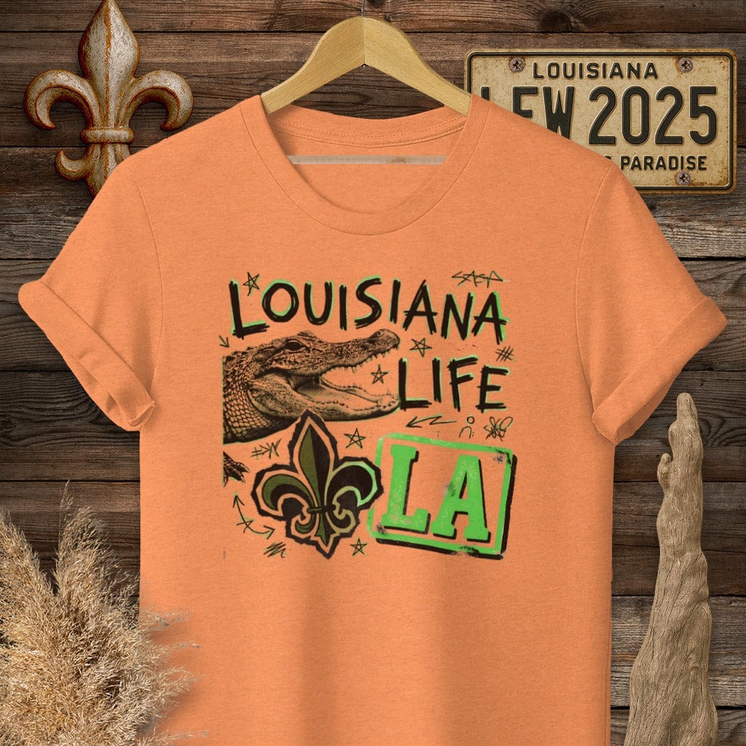 S / Heather Orange Louisiana Louisiana Life T-Shirt by Laissez Faire Wear