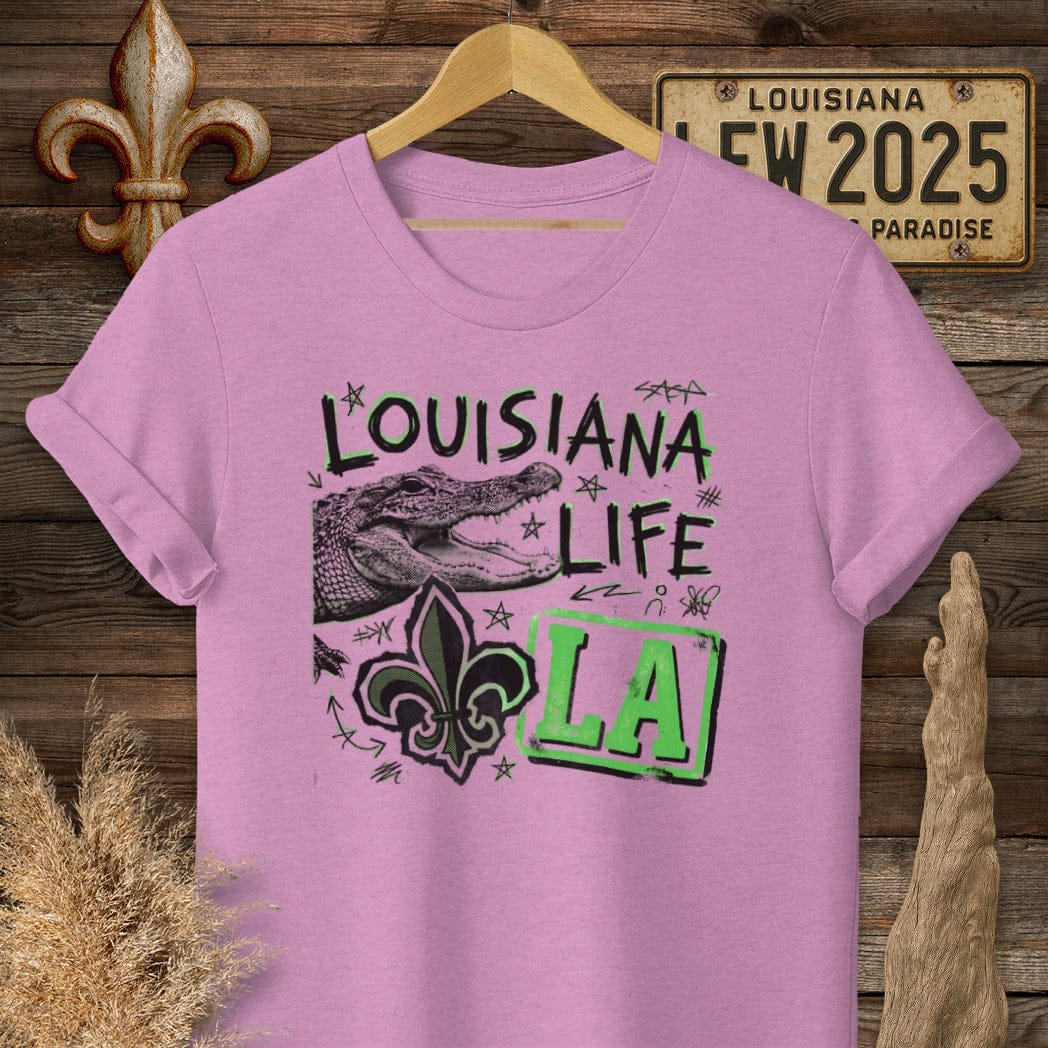 S / Heather Radiant Orchid Louisiana Louisiana Life T-Shirt by Laissez Faire Wear