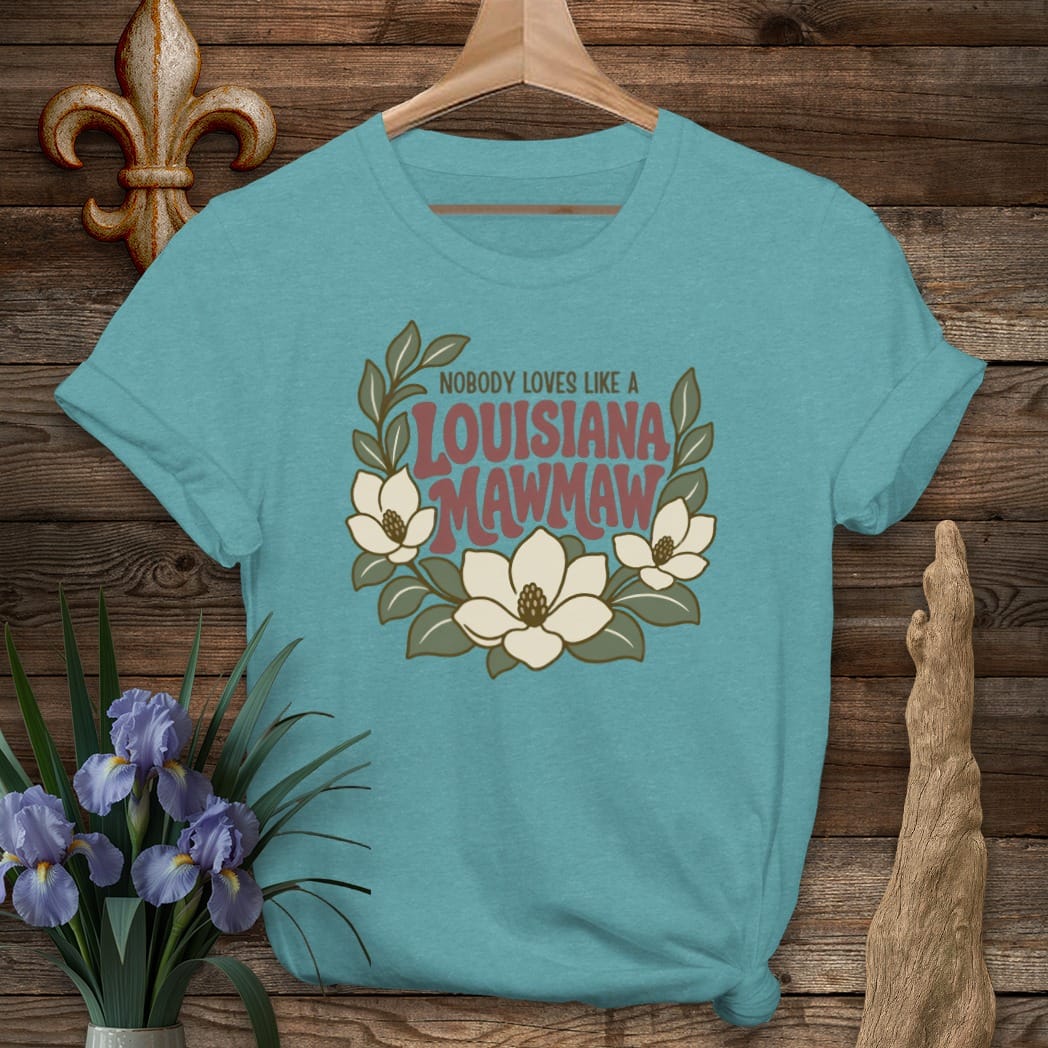 S / Heather Galapagos Blue Louisiana Louisiana MawMaw T-Shirt by Laissez Faire Wear