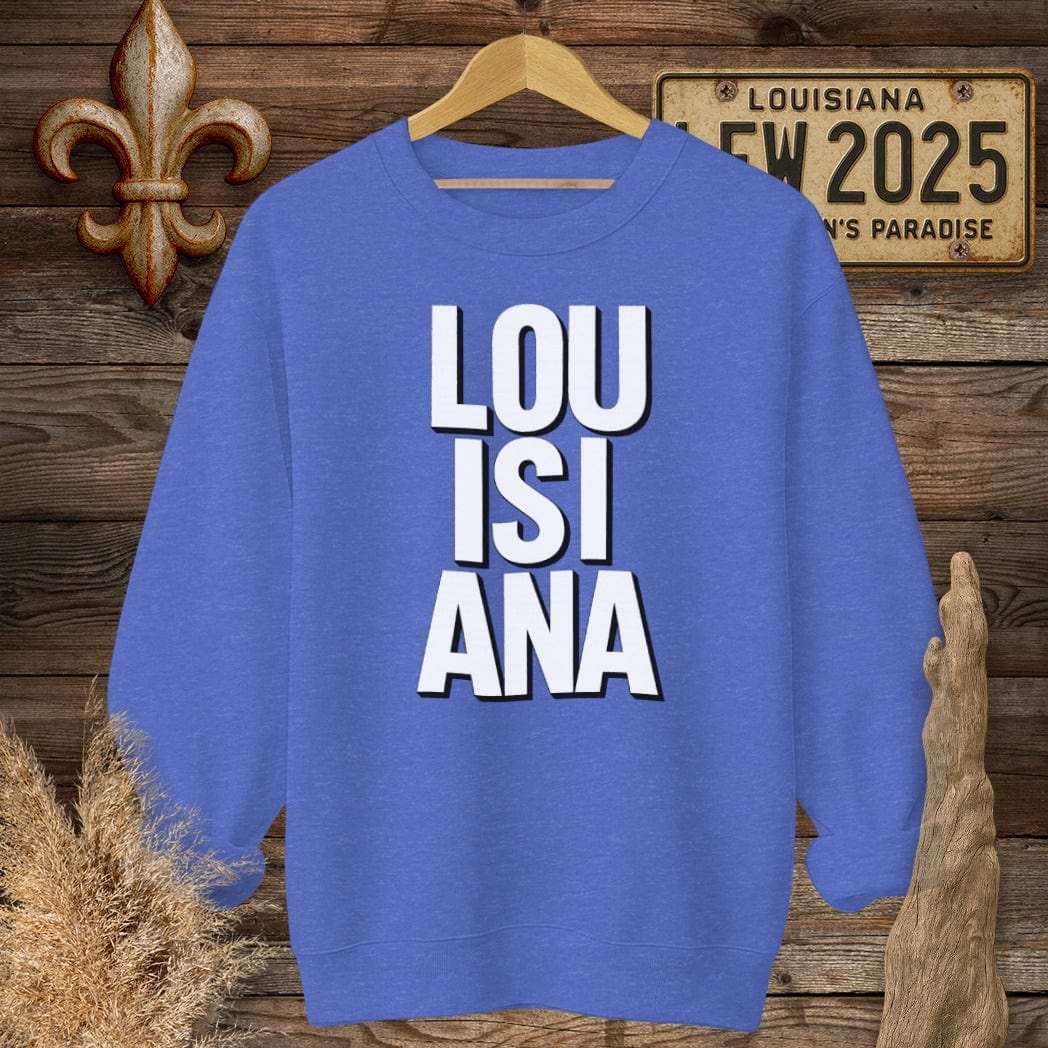 S / Heather Sport Royal Louisiana Louisiana Pride - Bold Sweatshirt by Laissez Faire Wear