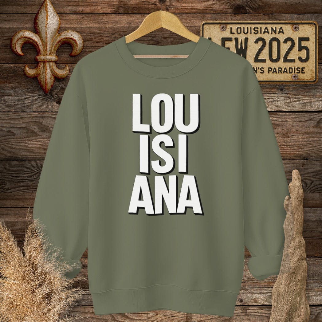 S / Military Green Louisiana Louisiana Pride - Bold Sweatshirt by Laissez Faire Wear