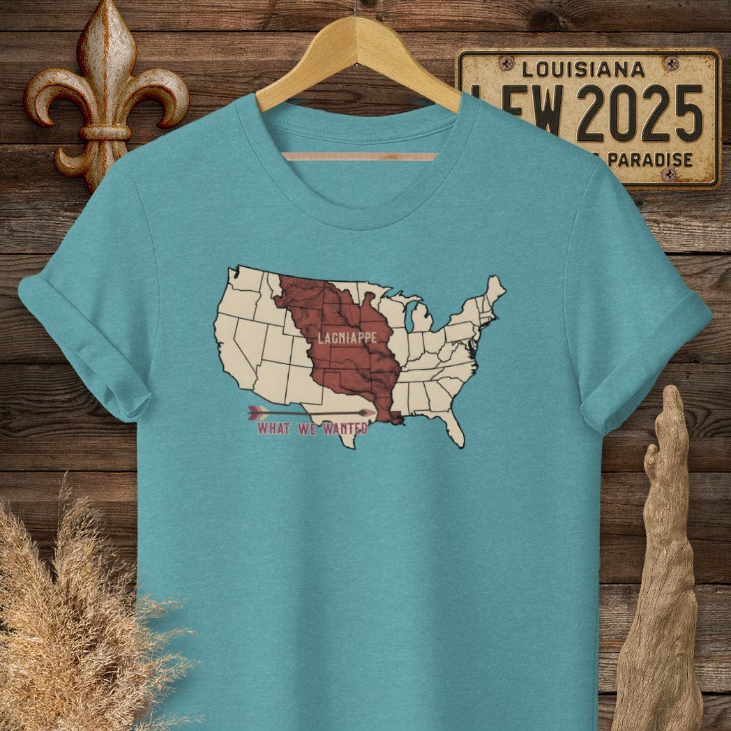 S / Heather Galapagos Blue Louisiana Louisiana Purchase T-Shirt by Laissez Faire Wear