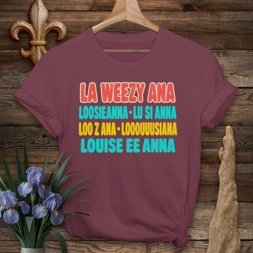 Maroon / S Louisiana Louisiana Roll Call T-Shirt by Laissez Faire Wear