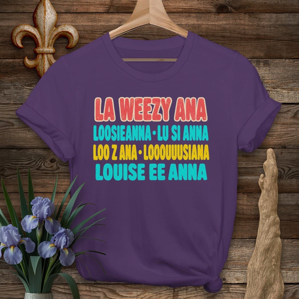 Purple / S Louisiana Louisiana Roll Call T-Shirt by Laissez Faire Wear