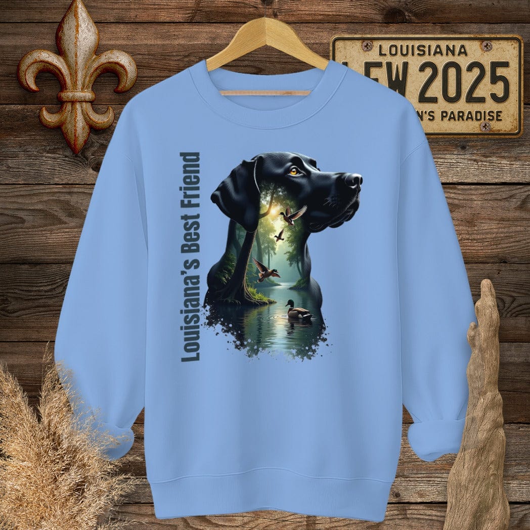 S / Carolina Blue Louisiana Louisiana's Best Friend - Labrador Hunting Sweatshirt by Laissez Faire Wear