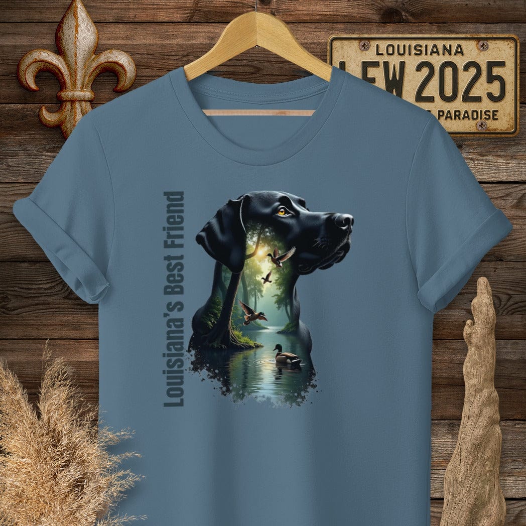 S / Indigo Blue Louisiana Louisiana's Best Friend - Labrador Hunting T-Shirt by Laissez Faire Wear