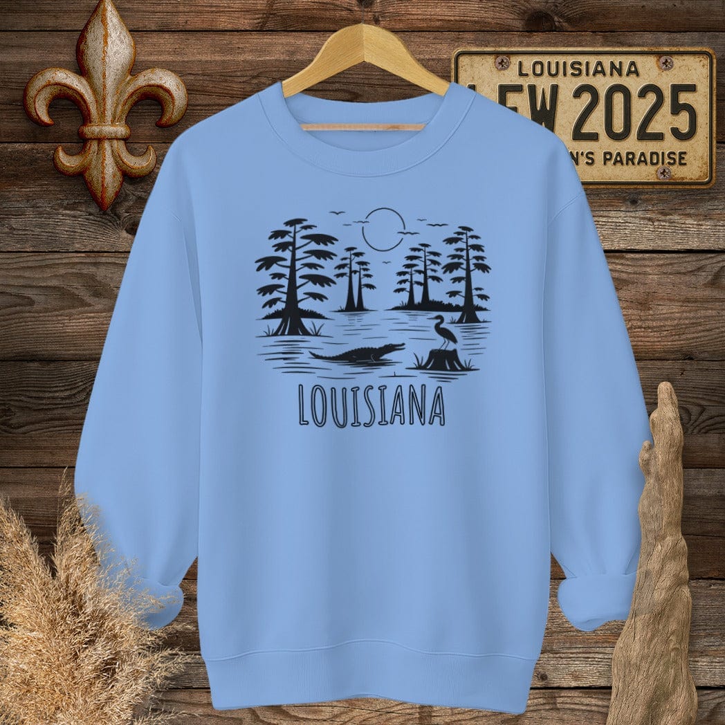 S / Carolina Blue Louisiana Louisiana State Pride Nature Sweatshirt by Laissez Faire Wear