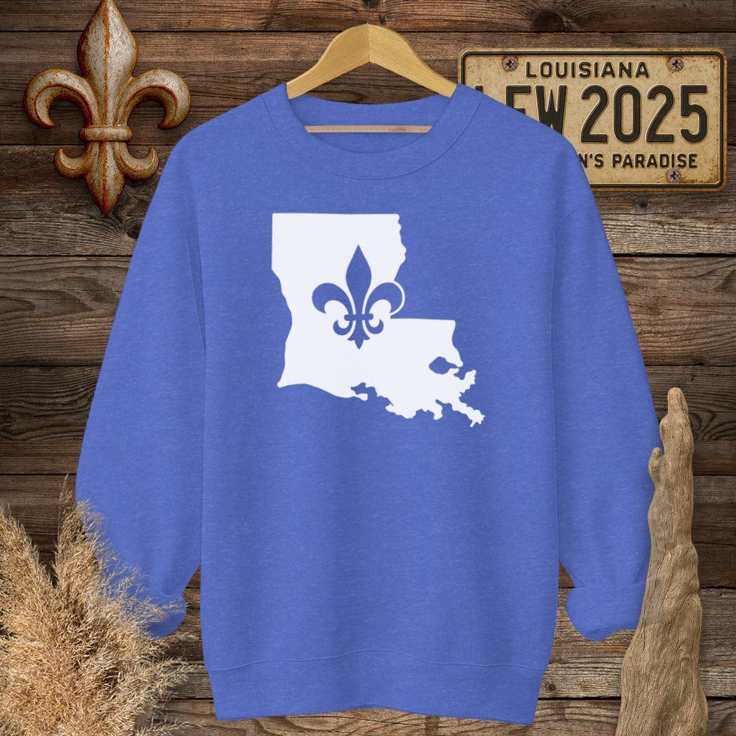 S / Heather Sport Royal Louisiana Louisiana State Pride Sweatshirt by Laissez Faire Wear