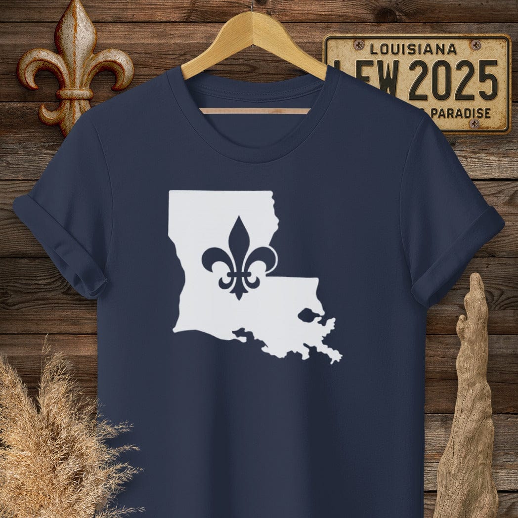 S / Navy Louisiana Louisiana State Pride T-Shirt by Laissez Faire Wear