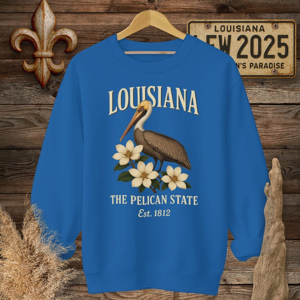 S / Royal Louisiana Louisiana The Pelican State Sweatshirt by Laissez Faire Wear