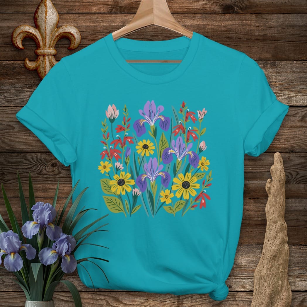 Tropical Blue / S Louisiana Louisiana Wildflowers T-Shirt by Laissez Faire Wear